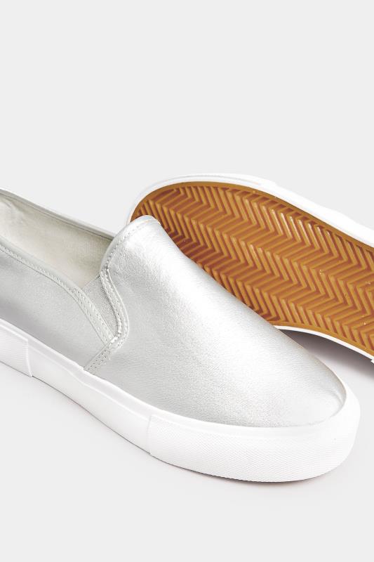 Silver Slip-On Trainers In Wide E Fit | Yours Clothing 5