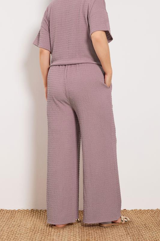 YOURS Plus Size Pink Textured Wide Leg Trousers | Yours Clothing 2