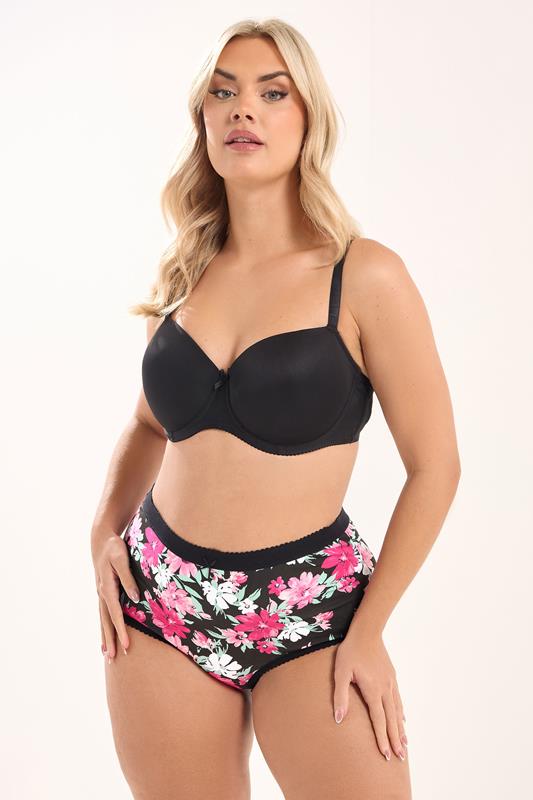 YOURSET Plus Size 5 PACK Black Floral Print Full Briefs | Yours Clothing 4