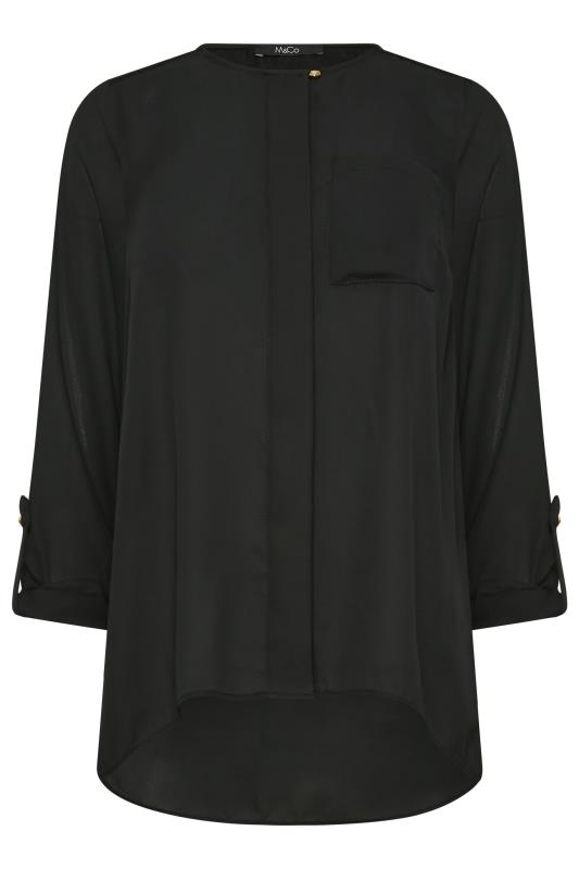 M&Co Black Satin Contrast Panel Shirt | M&Co 6