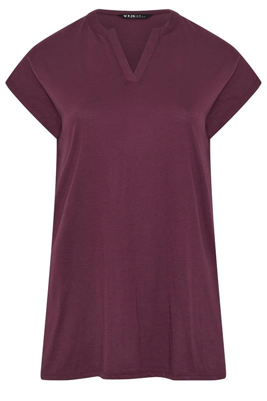 YOURS Plus Size Purple Notch Neck T-Shirt | Yours Clothing 5
