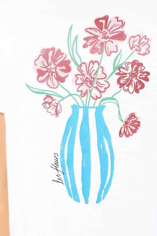 M&Co White 'Les Fleurs' Graphic Print Cotton T-Shirt | M&Co 5
