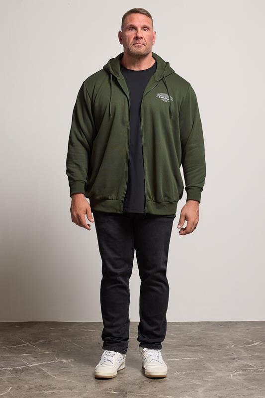 JACK & JONES Big & Tall Duffel Bag Green Zip Through Hoodie | BadRhino 1