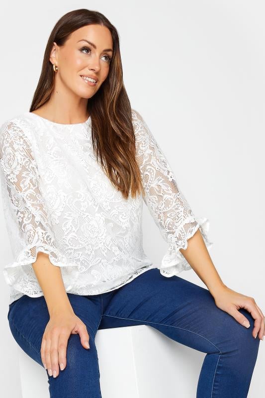 M&Co White Floral Lace Long Sleeve Blouse | M&Co  4