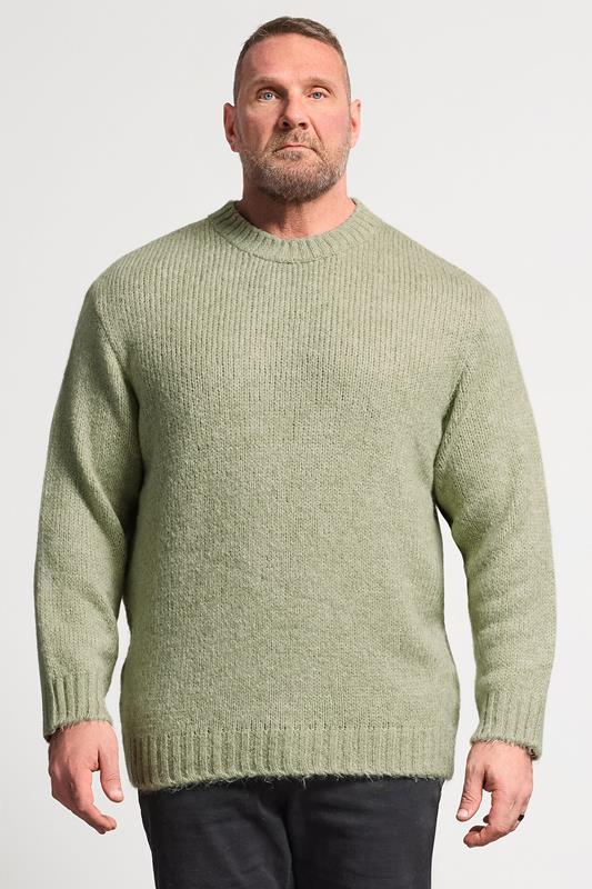  JACK & JONES Big & Tall Seagrass Green Crew Neck Knit Jumper