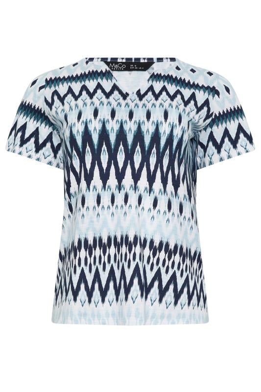 M&Co Petite Blue Tie Dye Notch Neck Cotton T-Shirt | M&Co 5