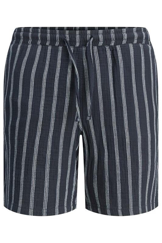 JACK & JONES Big & Tall Navy Blue & White Stripe Jogger Shorts | BadRhino 2
