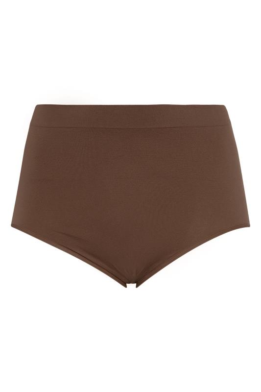 Brown Seamless Light Control High Waisted Full Briefs | Yours Clothing 5