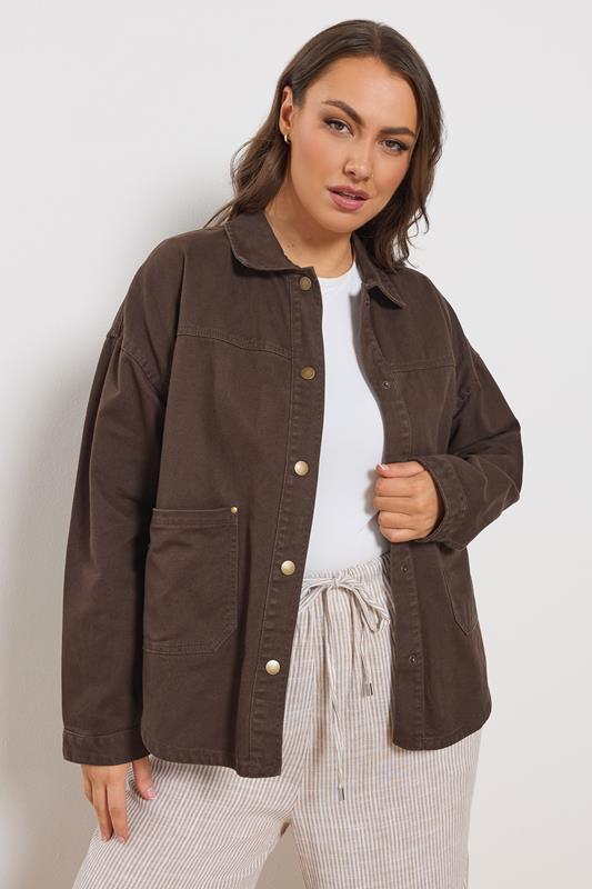 YOURS Curve Chocolate Brown Denim Shacket