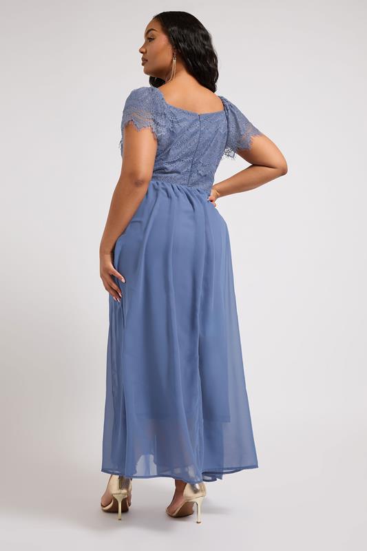 YOURS LONDON Plus Size Blue Lace Maxi Wrap Dress | Yours Clothing 3