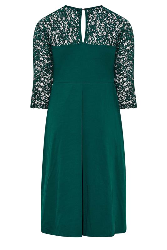 YOURS LONDON Plus Size Emerald Green Lace Sweetheart Midi Dress | Yours Clothing 8