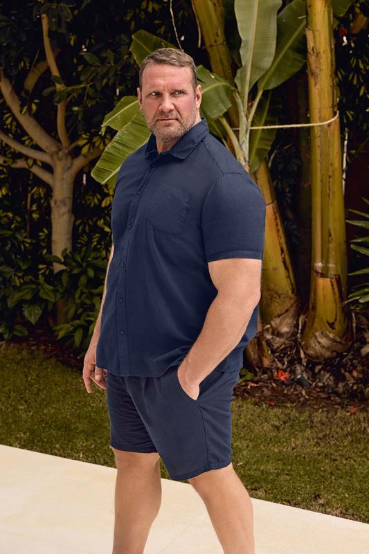 BadRhino Big & Tall Navy Blue Cotton Linen Mix Shorts