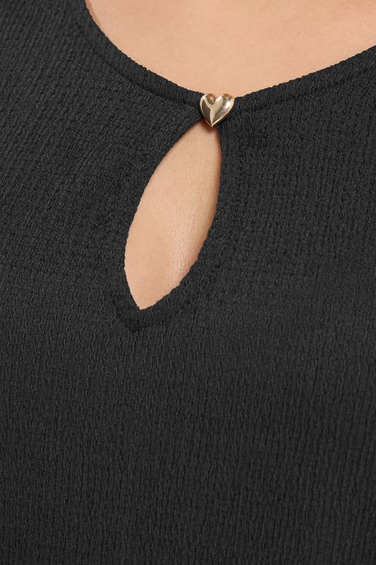 YOURS Plus Size Black Textured Keyhole Detail Top | Yours Clothing 4