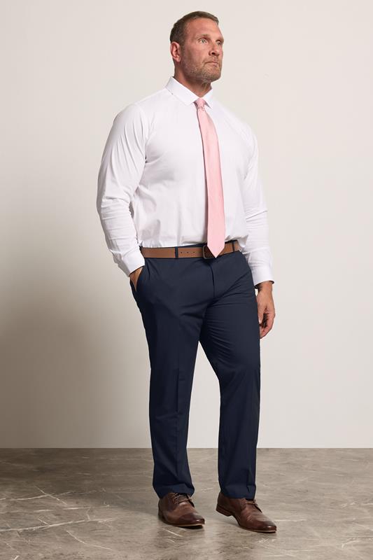 D555 Big & Tall Navy Blue Stretch Formal Trousers