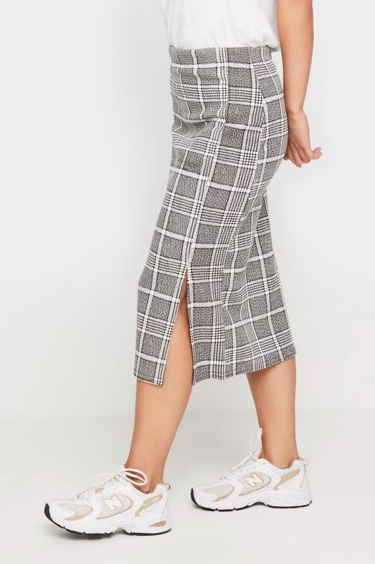 Petite Black & Grey Check Stretch Midi Skirt | PixieGirl 1