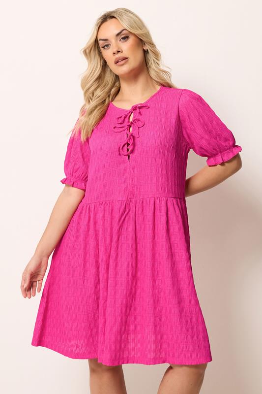 YOURS Curve Pink Bow Front Mini Dress