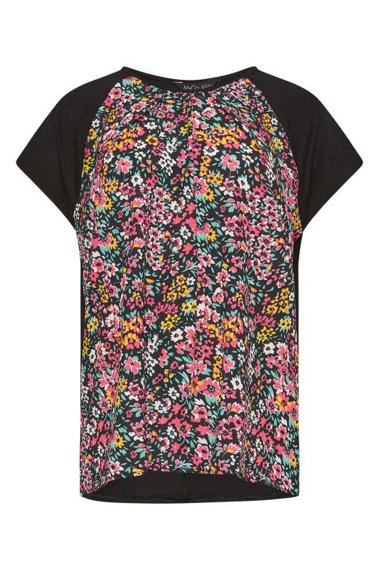M&Co Black Ditsy Floral Print Short Sleeve Top | M&Co 5