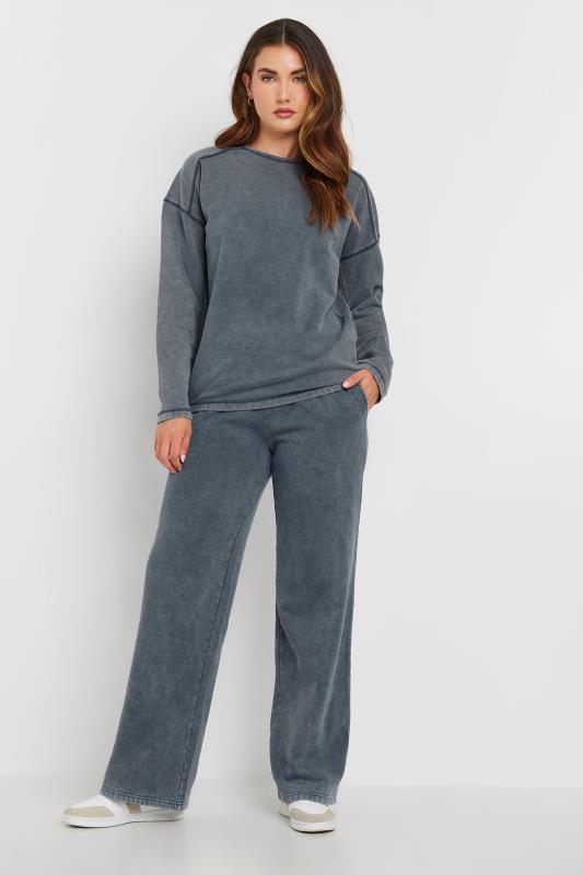 LTS Tall Navy Blue Acid Wash Straight Leg Joggers | Long Tall Sally 1