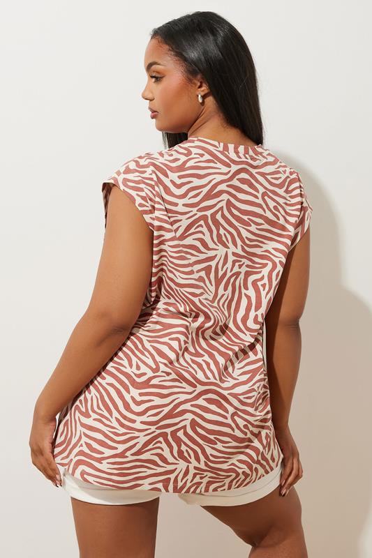 YOURS Plus Size Orange Zebra Print Oversized Boxy Vest Top | Yours Clothing 4