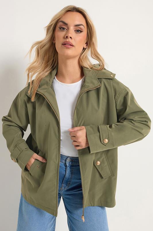 YOURS Curve Khaki Green Military Button Jacket