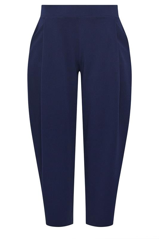 LIMITED COLLECTION Plus Size Navy BluePleated Barrel Leg Trousers | Yours Clothing 5
