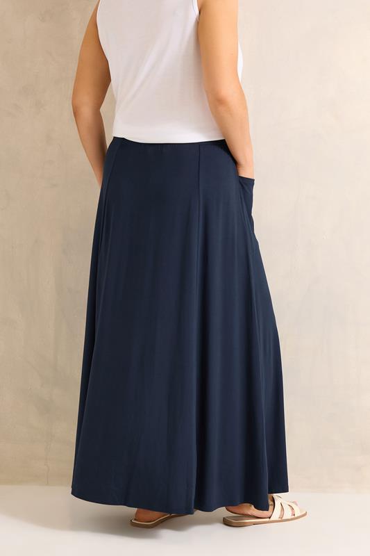 EVANS Plus Size Navy Blue Stretch Jersey Midaxi Skirt | Evans 2