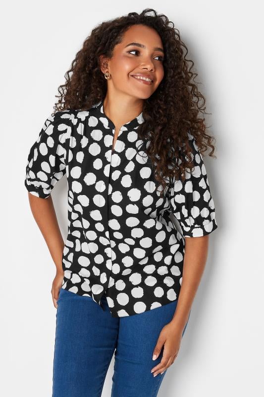 M&Co Black Polka Dot Puff Sleeve Shirt | M&Co 1