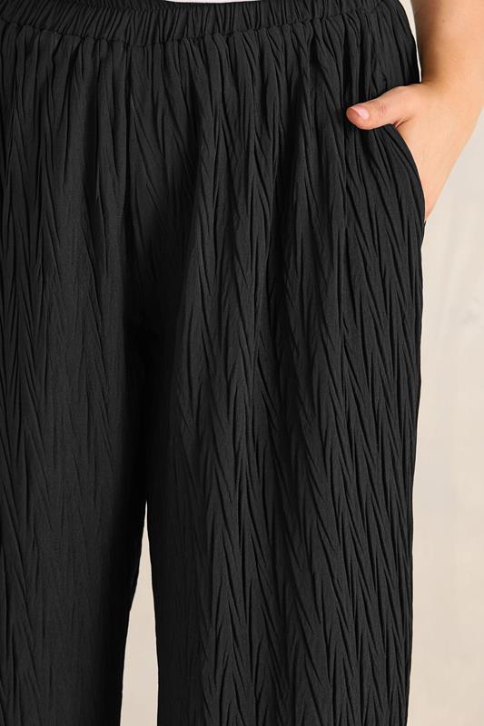 EVANS Plus Size Black Textured Wide Leg Trousers | Evans 5
