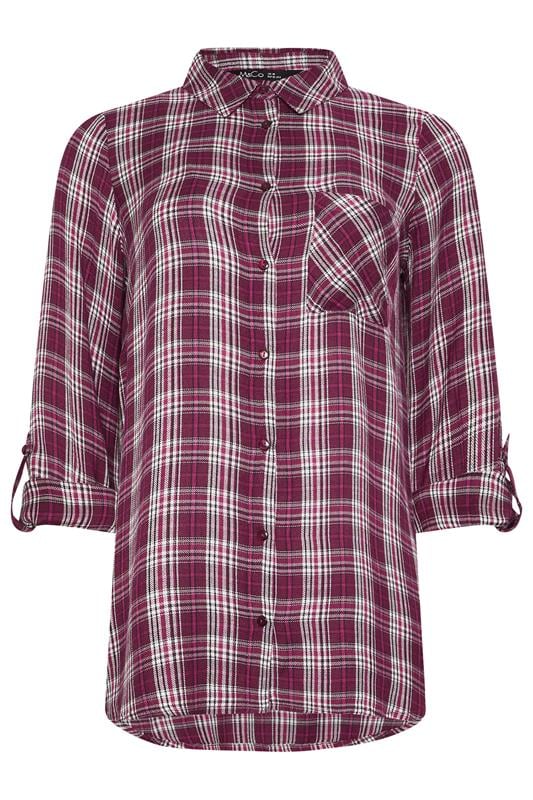M&Co Berry Purple & White Checked Shirt | M&Co 7