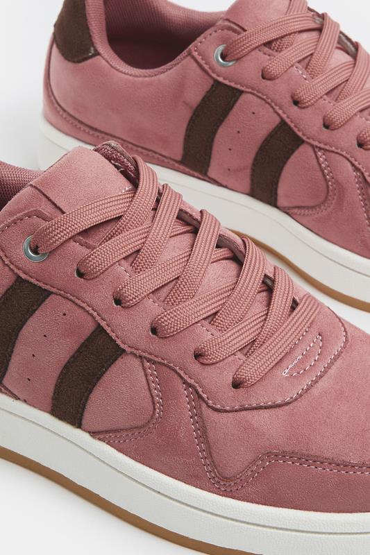 Pink & Brown Padded Lace Up Trainers In Wide E Fit | YoursClothing 6