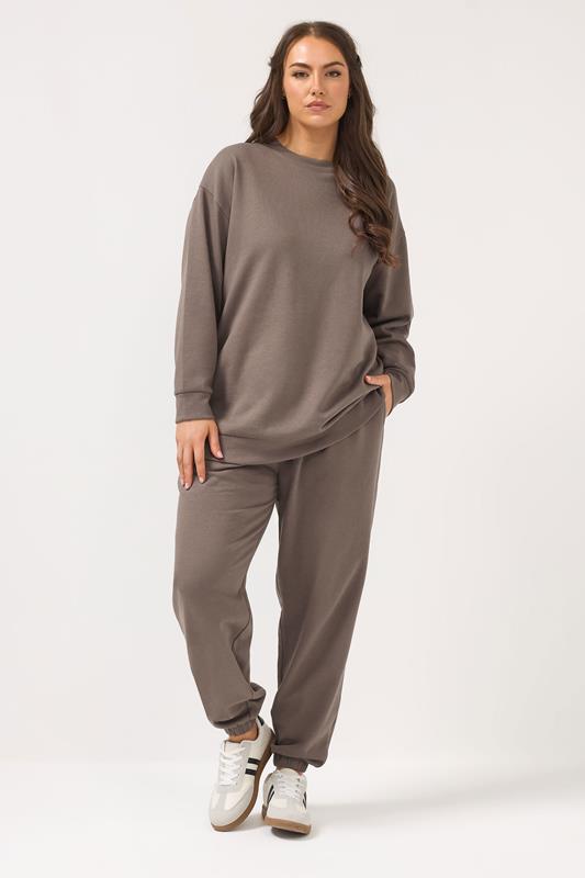 YOURS Curve Chocolate Brown Cuffed Joggers