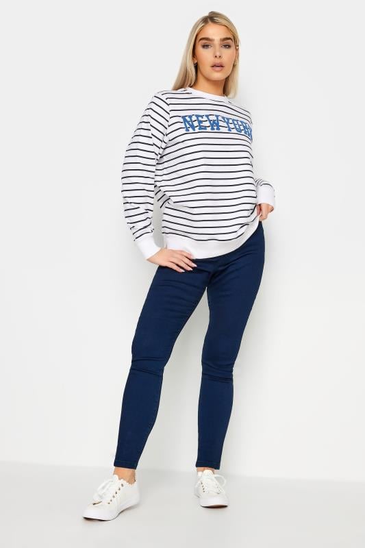M&Co White & Navy Striped 'New York' Sweatshirt | M&Co 3
