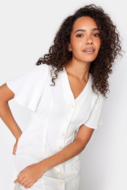 M&Co White Shirred Waist Button Dress | M&Co 4