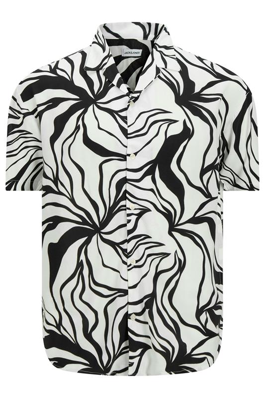 JACK & JONES Big & Tall Black & White Abstract Print Resort Shirt 2