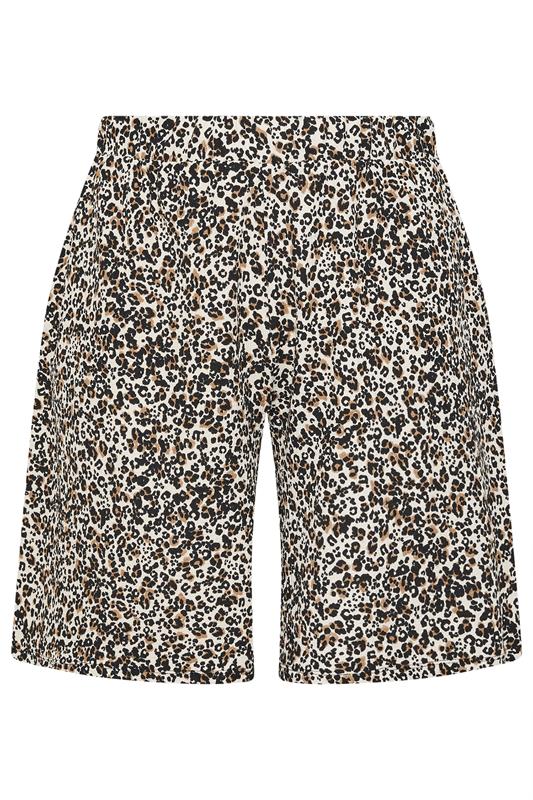 YOURS Plus Size Brown Leopard Textured Shorts | Yours Clothing 5
