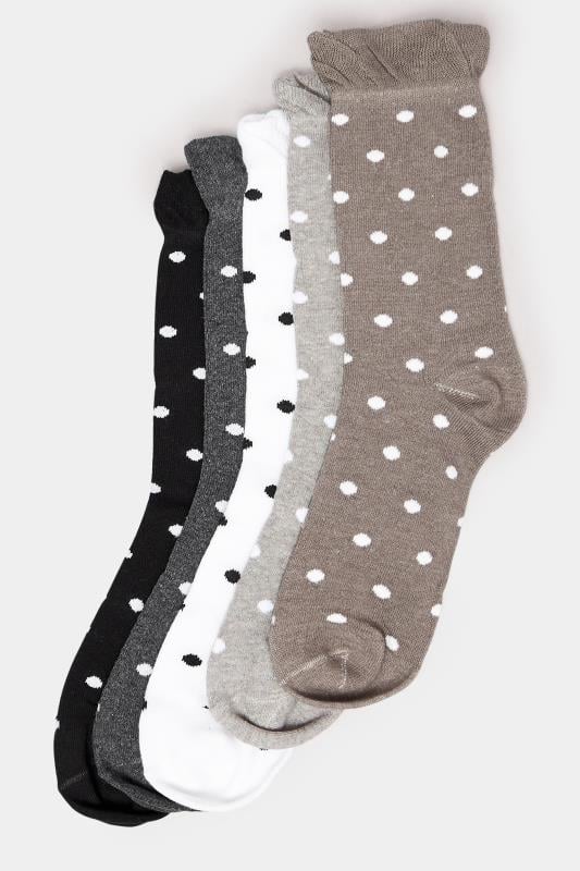 YOURSET 5 PACK Curve Natural Brown Polka Dot Ankle Socks