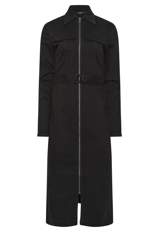 LTS Tall Women's Black Zip Through Denim Midi Dress | Long Tall Sally 5