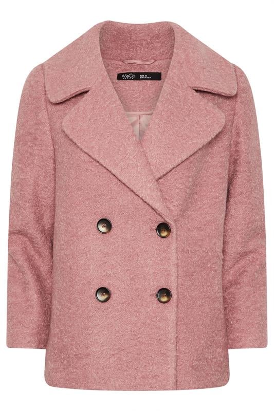 M&Co Petite Pink Double Breasted Boucle Jacket | M&Co 5
