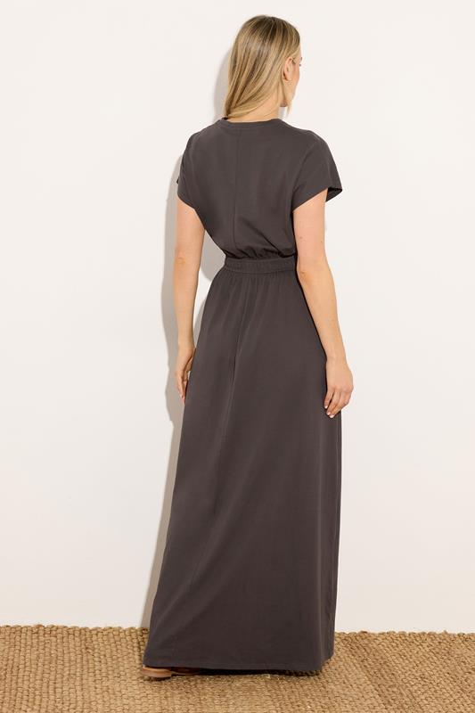 LTS Tall Women's Chocolate Brown Jersey Shirred Waist Cotton Maxi Dress | Long Tall Sally 3