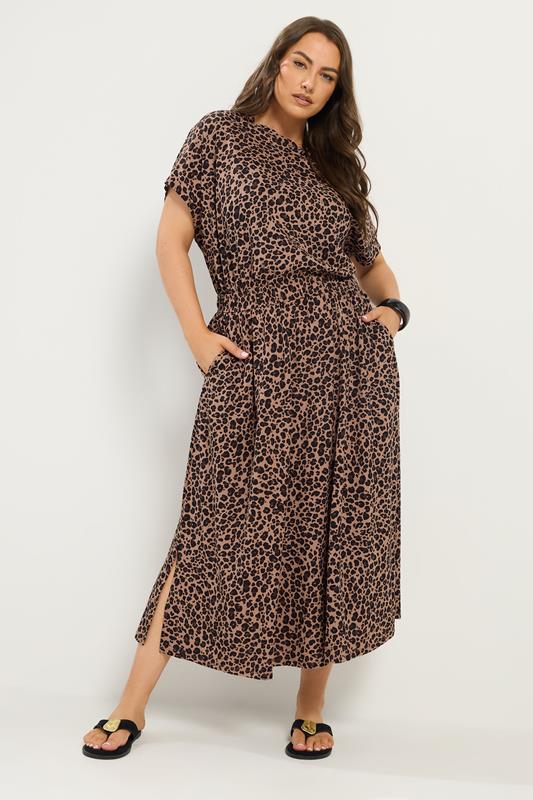 YOURS Curve Brown Leopard Maxi Dress