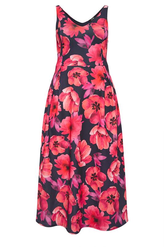 LTS Tall Women's Navy Blue Poppy Floral Midi Dress | Long Tall Sally 5