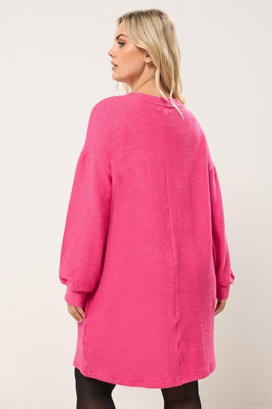 YOURS Plus Size Hot Pink Soft Touch Jumper Dress | Yours Clothing 2
