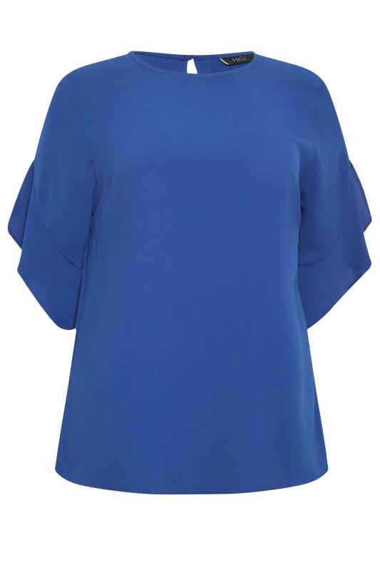M&Co Cobalt Blue Frill Sleeve Blouse | M&Co 6