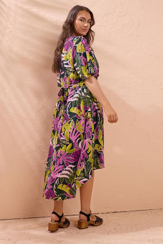 EVANS Plus Size Green Tropical Print Modal Midaxi Dress | Evans 2