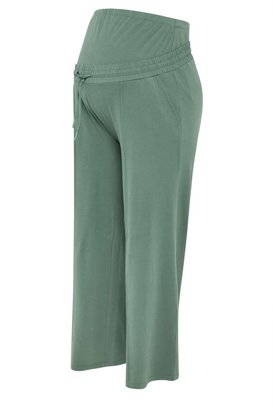 BUMP IT UP MATERNITY Plus Size Green Wide Leg Joggers | Yours Clothing 5