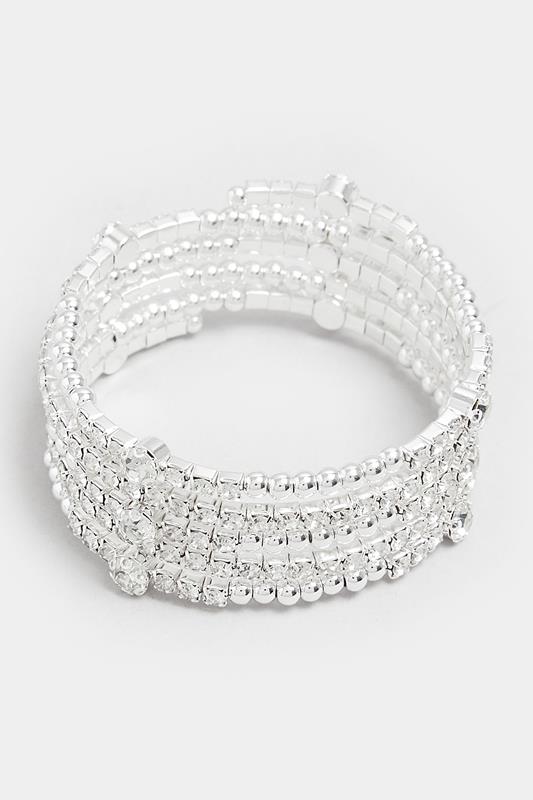  Yours Silver Tone Diamante Wrap Stretch Bracelet