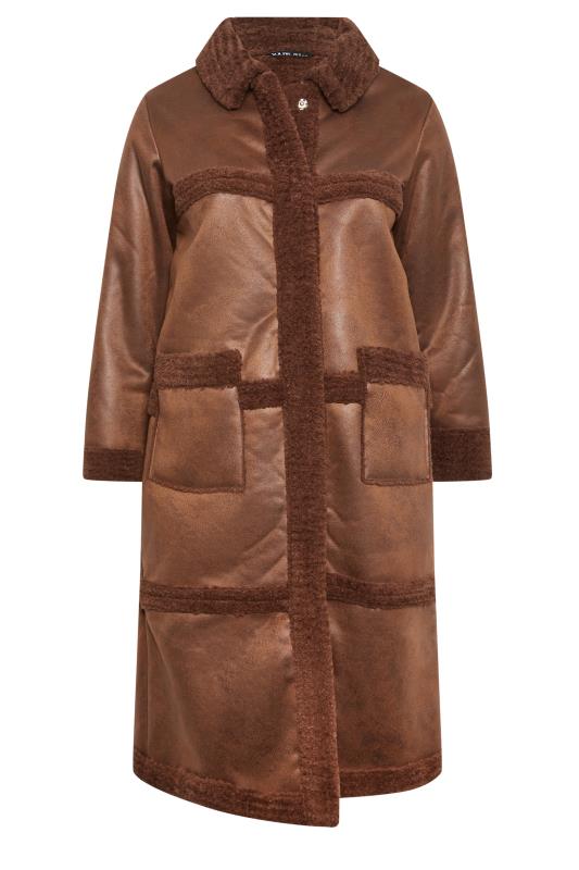 YOURS Curve Brown Faux Fur PU Jacket | Yours Clothing 7