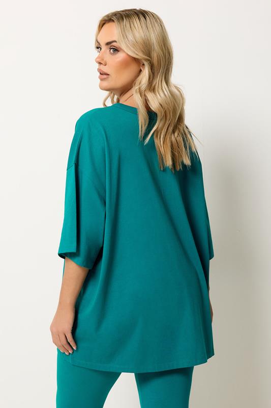 YOURS Plus Size Teal Blue Boxy T-Shirt | Yours Clothing 2