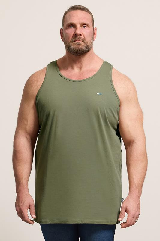 BadRhino Big & Tall 3 Pack Blue/Green/Brown Extra Long Plain Vest Top | BadRhino 2
