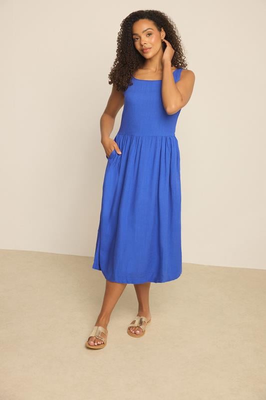 M&Co Blue Linen Midi Dress
